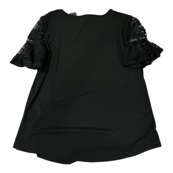 NWT Adrienne Vittadini Laced Short Flutter Sleeve Top in Black Size Small - Picture 5 of 12